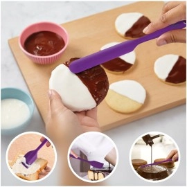 HOTEC 600 Heat Resistant BPA-Free Silicone Rubber Spatula Set for Baking, Cooking, and Mixing Non Stick Dishwasher Safe, Purple Set of 5