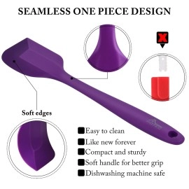 HOTEC 600 Heat Resistant BPA-Free Silicone Rubber Spatula Set for Baking, Cooking, and Mixing Non Stick Dishwasher Safe, Purple Set of 5