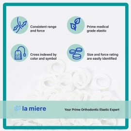 LA MIERE Clear Non-Latex 100 counts, Intraoral Elastic Bands Orthodontic Elastics Dental Rubber Bands Made in US Medium 3/16\'\', Clear