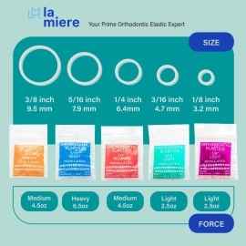 LA MIERE Clear Non-Latex 100 counts, Intraoral Elastic Bands Orthodontic Elastics Dental Rubber Bands Made in US Medium 3/16\'\', Clear