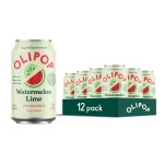 OLIPOP Prebiotic Soda Pop, Watermelon Lime, A New Kind of Soda Packed with Prebiotics, Fiber, and Botanicals, Gluten Free, Vegan, GMO Free, 12oz (12-Cans)