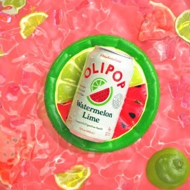 OLIPOP Prebiotic Soda Pop, Watermelon Lime, A New Kind of Soda Packed with Prebiotics, Fiber, and Botanicals, Gluten Free, Vegan, GMO Free, 12oz (12-Cans)