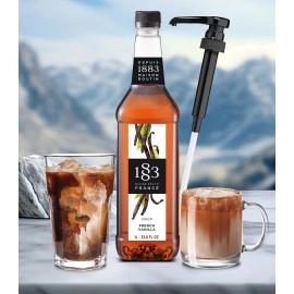 little squirt syrup pump 1883 Vanilla with for Hot & Cold Drinks - 1 Liter 33.8 Ounces