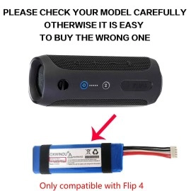 OXWINOU Compatible with JBL Flip 4, Flip 4 Special Edition Compatible with JBL GSP872693 01 3.7V 4000mAh (1-Pack)