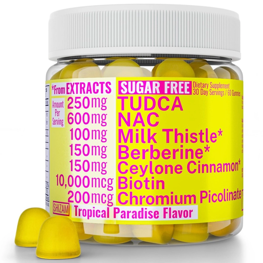 Sugarless Gummies with Chromium Picolinate TUDCA NAC Organic Ceylon Cinnamon Milk Thistle Berberine | Capsules Powder Supplements Alt | Bile Salts N-Acetyl-L-Cysteine Biotin N-Acetylcysteine 600-mg