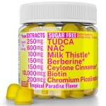 Sugarless Gummies with Chromium Picolinate TUDCA NAC Organic Ceylon Cinnamon Milk Thistle Berberine | Capsules Powder Supplements Alt | Bile Salts N-Acetyl-L-Cysteine Biotin N-Acetylcysteine 600-mg