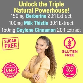 Sugarless Gummies with Chromium Picolinate TUDCA NAC Organic Ceylon Cinnamon Milk Thistle Berberine | Capsules Powder Supplements Alt | Bile Salts N-Acetyl-L-Cysteine Biotin N-Acetylcysteine 600-mg