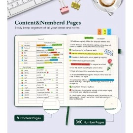 Ansopu Dotted Journal Notebook, 360 Numbered Pages Bullet Dot Grid Journals, 100gsm Dot Paper Thick Hardcover Leather Journal for Writing Women Men, A5 Small Dotted Grid Notebooks for Work School