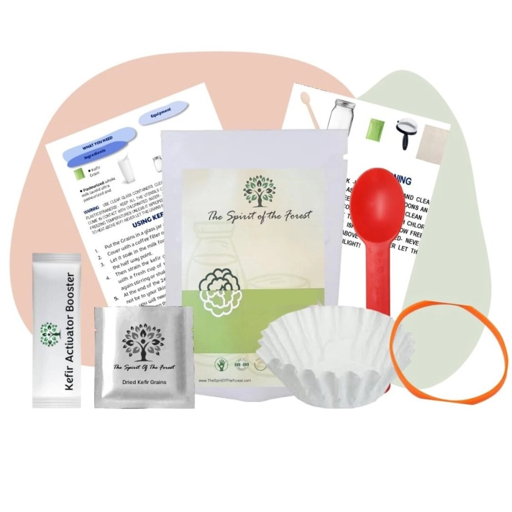 The Spirit Of The Forest Milk Kefir Grains DIY Dairy Non-GMO Probiotic Drink Limitless Heirloom Starter Easy Dried Lebanese, Reusable Kefir Grains for Infinite Supply of Kefir, Up to 3 Weeks Shelf