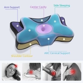 DONAMA Cervical Neck Pillow for Pain Relief,Odorless Contour Memory Foam Pillows with Cooling Pillowcase Cozy Sleeping, Orthopedic Ergonomic Bed Pillows for Side Back Stomach Sleepers