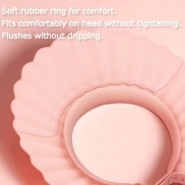 UMUACCAN Baby Shower Cap, Pink Bathing Cap Bath Hat Bathing Safe Silicone Protection, Soft Adjustable Visor Hat for Protector Head Eye Ear