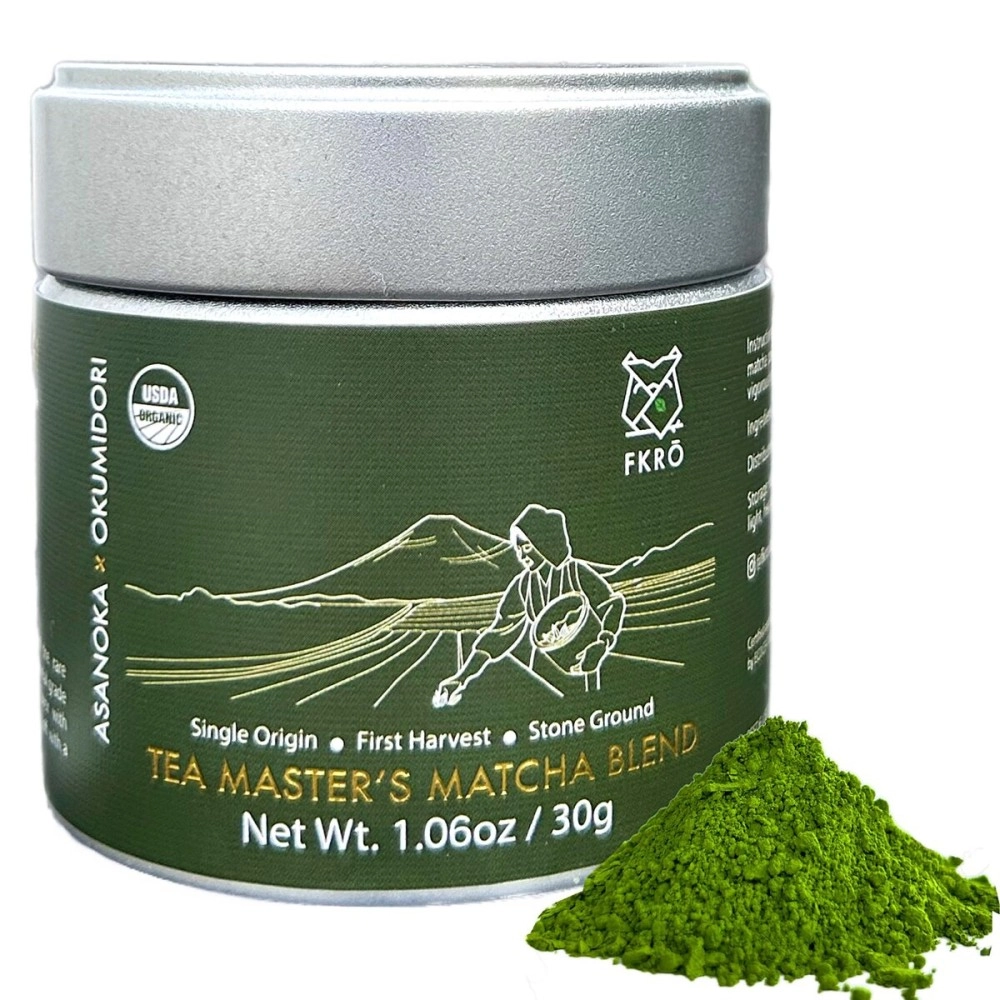 FKRO Organic Tea Master\'s Ceremonial Grade Japanese Matcha Green Tea Powder. 1st Harvest, Single Origin, Sugar-free. Flown in Fresh from Japan Every Month (30g/1.06oz) Tin