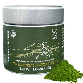 FKRO Organic Tea Master\'s Ceremonial Grade Japanese Matcha Green Tea Powder. 1st Harvest, Single Origin, Sugar-free. Flown in Fresh from Japan Every Month (30g/1.06oz) Tin