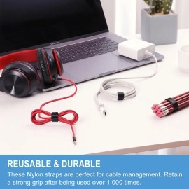 QTBLY 1/2in x 200ft Hook and Loop Roll | Double-Sided Strips, Self-Gripping Straps | Reusable Multi-Purpose Wrap Fasteners for Home, Office, Data Center, and More (100ft x 2 Rolls)