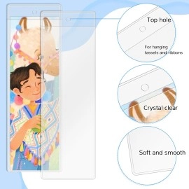 Wpxmer 100 PCS Clear Bookmark Sleeves, Blank Bookmark Holder Sleeves for School and Office Use, 6.7 x 2.3 inches