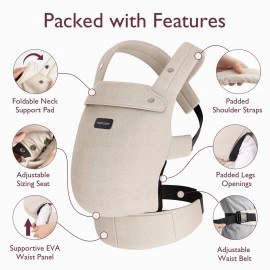 Momcozy Baby Carrier - Ergonomic, Cozy and Lightweight Carrier for 3-24 Months, Effortless to Put On, Ideal for Hands-Free Parenting, Enhanced Lumbar Support, Purehug for Infant to Toddler, Khaki