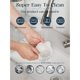 DOWAN 10 oz Ramekins with Lids Oven Safe, Creme Brulee Ramekin, Porcelain Souffle Dish Small Bowls, Stackable Ramekins with Cover and Handle for Baking, Set of 4, Soft White