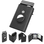 typecase Mens Wallet Card Holder for AirTag: Leather Smart Wallet for Men Compatible with Apple Air Tag, RFID Blocking, Slim, Minimalist - 9-14 Card Capacity | ID Window | Cash Slot (Black)