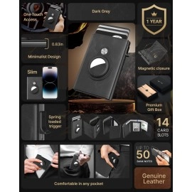 typecase Mens Wallet Card Holder for AirTag: Leather Smart Wallet for Men Compatible with Apple Air Tag, RFID Blocking, Slim, Minimalist - 9-14 Card Capacity | ID Window | Cash Slot (Black)