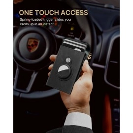 typecase Mens Wallet Card Holder for AirTag: Leather Smart Wallet for Men Compatible with Apple Air Tag, RFID Blocking, Slim, Minimalist - 9-14 Card Capacity | ID Window | Cash Slot (Black)