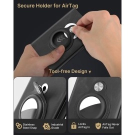 typecase Mens Wallet Card Holder for AirTag: Leather Smart Wallet for Men Compatible with Apple Air Tag, RFID Blocking, Slim, Minimalist - 9-14 Card Capacity | ID Window | Cash Slot (Black)