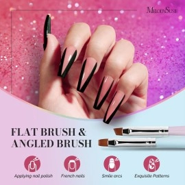 MelodySusie Nail Art Brushes Set,6pcs Nail Art Design Pen Painting Tools with Extension Gel Brush, Polish Brush, Builder Brush,Liner Brush, Carved Brush, and Dotting Pen for Home DIY Salon Use