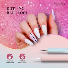 MelodySusie Nail Art Brushes Set,6pcs Nail Art Design Pen Painting Tools with Extension Gel Brush, Polish Brush, Builder Brush,Liner Brush, Carved Brush, and Dotting Pen for Home DIY Salon Use