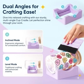 Beryzol Silicone Cup Cradle, Cup Cradle for Tumblers Use to Apply UV DTF Decal/Apply Vinyl Decals -Keep Mugs in Place with Felt SqueegeePurple