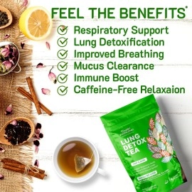 EVERLONG Lung Detox Tea - Mullein Tea with Thyme, Ginseng, Lungwort, Eucalyptus, Liquorice, Spearmint and Sage for Lung Cleanse and Respiratory Health - 14 Herbal Tea Bags, All Natural, Caffeine-Free