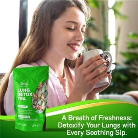 EVERLONG Lung Detox Tea - Mullein Tea with Thyme, Ginseng, Lungwort, Eucalyptus, Liquorice, Spearmint and Sage for Lung Cleanse and Respiratory Health - 14 Herbal Tea Bags, All Natural, Caffeine-Free