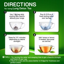 EVERLONG Lung Detox Tea - Mullein Tea with Thyme, Ginseng, Lungwort, Eucalyptus, Liquorice, Spearmint and Sage for Lung Cleanse and Respiratory Health - 14 Herbal Tea Bags, All Natural, Caffeine-Free