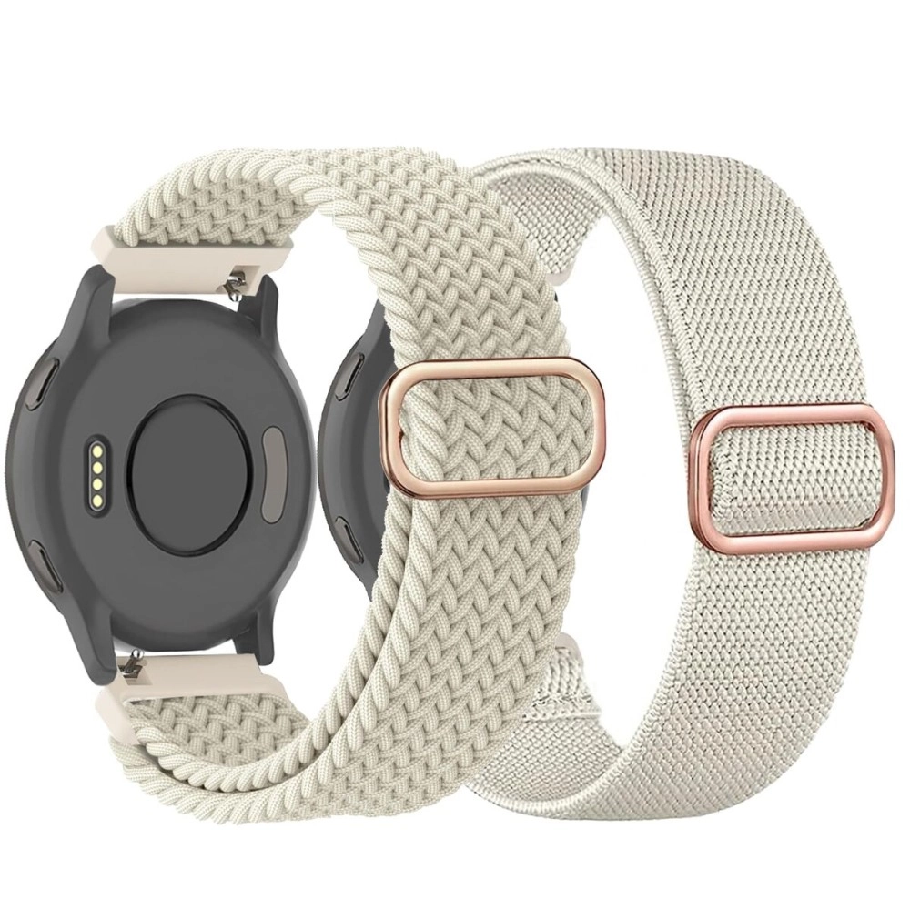 TUCOMO 2 Pack Braided Stretchy Nylon Watch Bands Compatible with Garmin Venu 2S/Venu 3S/Vivoactive 4S/Vivomove 3S, 18mm Loop Elastic Fabric Straps for Garmin Forerunner 255S/Forerunner 265S Women Men