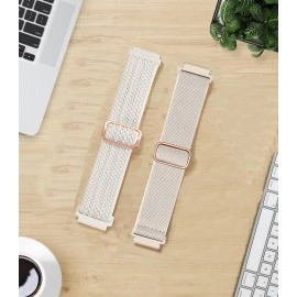 TUCOMO 2 Pack Braided Stretchy Nylon Watch Bands Compatible with Garmin Venu 2S/Venu 3S/Vivoactive 4S/Vivomove 3S, 18mm Loop Elastic Fabric Straps for Garmin Forerunner 255S/Forerunner 265S Women Men