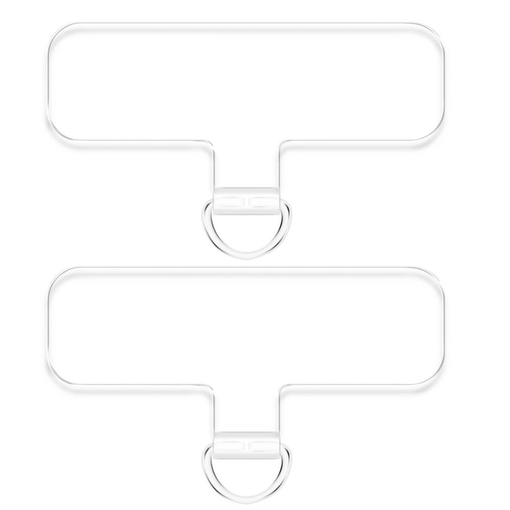 TACOMEGE 2pcs Transparent Phone Tether Tabs for Clear Phone Cases, Cell Phone Tether Replacement for iPhone Smartphone Case (T Type - Silver Buckle)