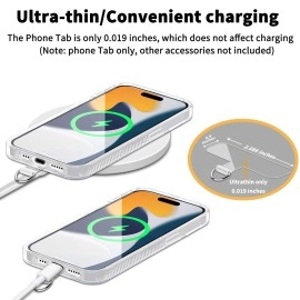 TACOMEGE 2pcs Transparent Phone Tether Tabs for Clear Phone Cases, Cell Phone Tether Replacement for iPhone Smartphone Case (T Type - Silver Buckle)