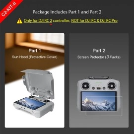 Arzroic Sun Hood Kit for DJI Mini 4 Pro/Flip/Air 3S/Air 3/RC 2 Controller Accessories - RC 2 Sun Shade Cover & RC 2 Neck Lanyard Bundle