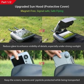 Arzroic Sun Hood Kit for DJI Mini 4 Pro/Flip/Air 3S/Air 3/RC 2 Controller Accessories - RC 2 Sun Shade Cover & RC 2 Neck Lanyard Bundle