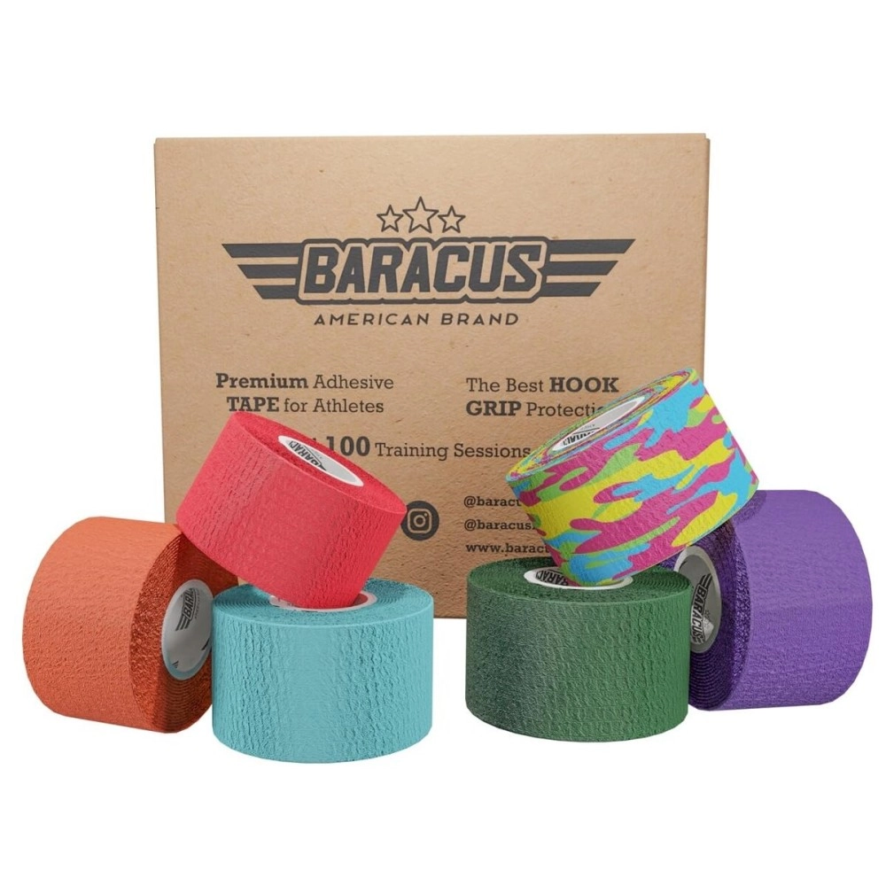 BARACUS Premium Thumb Tape Cross Training and Weightlifting for The Best Hook Grip - 23 ft Long - WOD Tape Chalk and Sweat Proof - Hook Grip Lifting Athletic Thumb Tape (EliteV2Box)