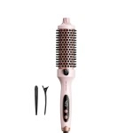 Wavytalk Thermal Brush, 1.5 inch Heated Round Brush for Blowout Look, Dual Voltage, Pink, Sakura, Tourmaline Ceramic, Negative Ion Technology, 5 Temperature Settings