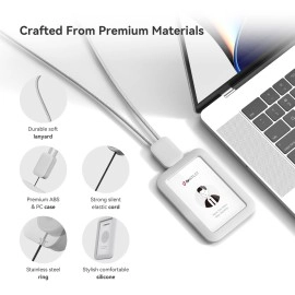 SANTLET Premium ID Badge Holder with Lanyard, Retractable Badge Reel, Safety Breakaway Buckle, 2 Card Slots Soft Silicone ID Card Holder Vertical for Office Staff Teachers Employees