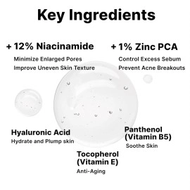 DearMYDEW 12% Niacinamide Serum with 1% Zinc PCA, Pore Minimizer for Face, Control Excess Oil and Sebum, Improve Uneven Skin Tone, Discoloration Correcting, Fast Absorbing, Korean Skincare, 1Fl Oz