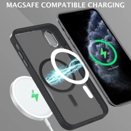 Telaso for iPhone Xs Max Case, iPhone Xs Max Phone Case Compatible with Magsafe Wireless Charging Translucent Matte Anti-Scratch Non-Slip Military Grade Magnetic for iPhone Xs Max Case, Black