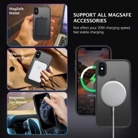 Telaso for iPhone Xs Max Case, iPhone Xs Max Phone Case Compatible with Magsafe Wireless Charging Translucent Matte Anti-Scratch Non-Slip Military Grade Magnetic for iPhone Xs Max Case, Black