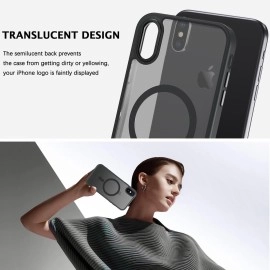 Telaso for iPhone Xs Max Case, iPhone Xs Max Phone Case Compatible with Magsafe Wireless Charging Translucent Matte Anti-Scratch Non-Slip Military Grade Magnetic for iPhone Xs Max Case, Black