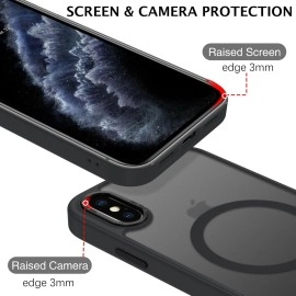 Telaso for iPhone Xs Max Case, iPhone Xs Max Phone Case Compatible with Magsafe Wireless Charging Translucent Matte Anti-Scratch Non-Slip Military Grade Magnetic for iPhone Xs Max Case, Black