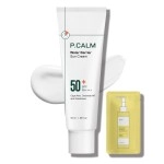 P.CALM Water Barrier Moisturizing Sun Cream Non-greasy No White Cast Light-Weight SPF 50+ PA++++ Vegan Calming Moisture Daily Sunscreen Reef-Safe UVA UVB Dry Oily Sensitive Skin Korean Skincare