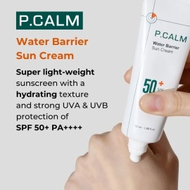 P.CALM Water Barrier Moisturizing Sun Cream Non-greasy No White Cast Light-Weight SPF 50+ PA++++ Vegan Calming Moisture Daily Sunscreen Reef-Safe UVA UVB Dry Oily Sensitive Skin Korean Skincare
