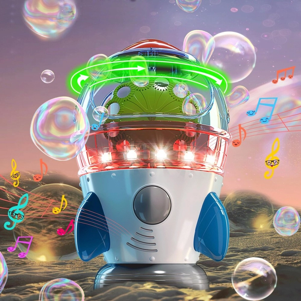 MAKE KIDS SMILE BUBBLE FUN Machine for with Lights and Music - 360 Auto Rotatable Blower with 2 Fans for Toddlers Machine Gun 10000+ s per min Machine Gun Toy for Brithday Gift