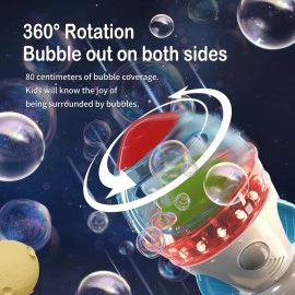 MAKE KIDS SMILE BUBBLE FUN Machine for with Lights and Music - 360 Auto Rotatable Blower with 2 Fans for Toddlers Machine Gun 10000+ s per min Machine Gun Toy for Brithday Gift