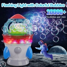 MAKE KIDS SMILE BUBBLE FUN Machine for with Lights and Music - 360 Auto Rotatable Blower with 2 Fans for Toddlers Machine Gun 10000+ s per min Machine Gun Toy for Brithday Gift